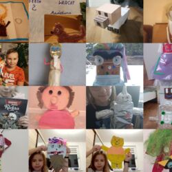Recyklingowe postacie ukazane przez uczniów klas czwartych i piątych