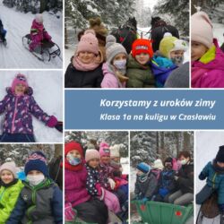 Uczniowie klasy 1a na kuligu w Czasławiu
