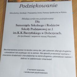Podziękowanie od dyrekcji placówki